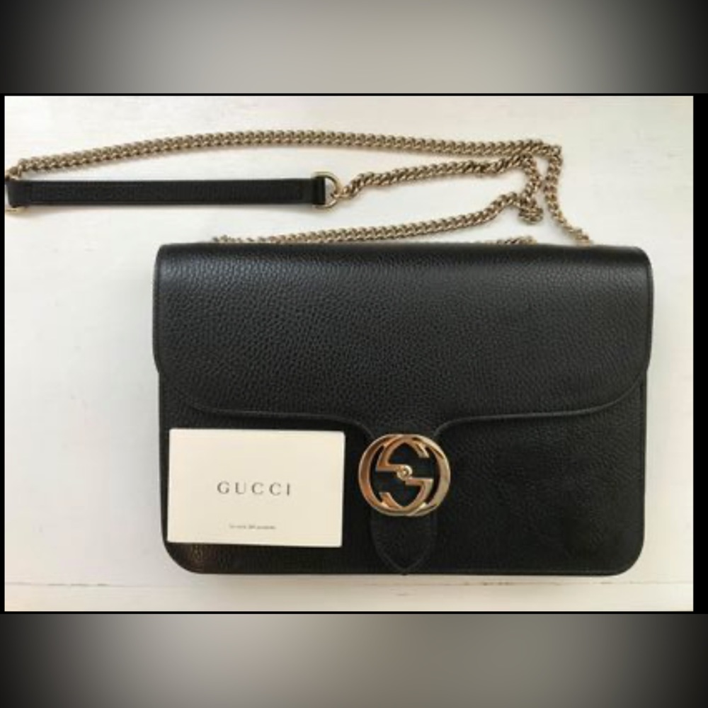 Gucci Black Crossbody Bag with Gold Chain